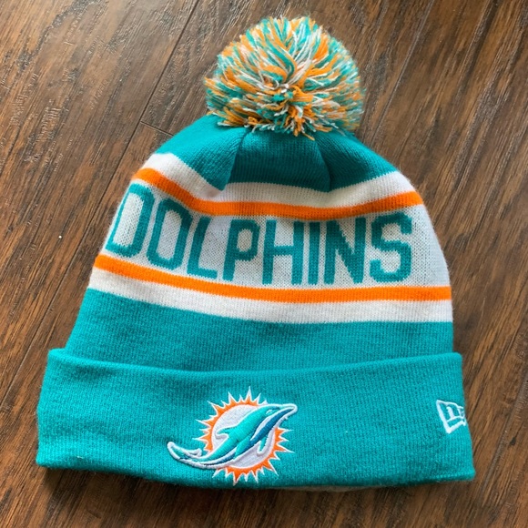 2 Miami Dolphins Pom Beanies / Winter hats - Picture 4 of 6